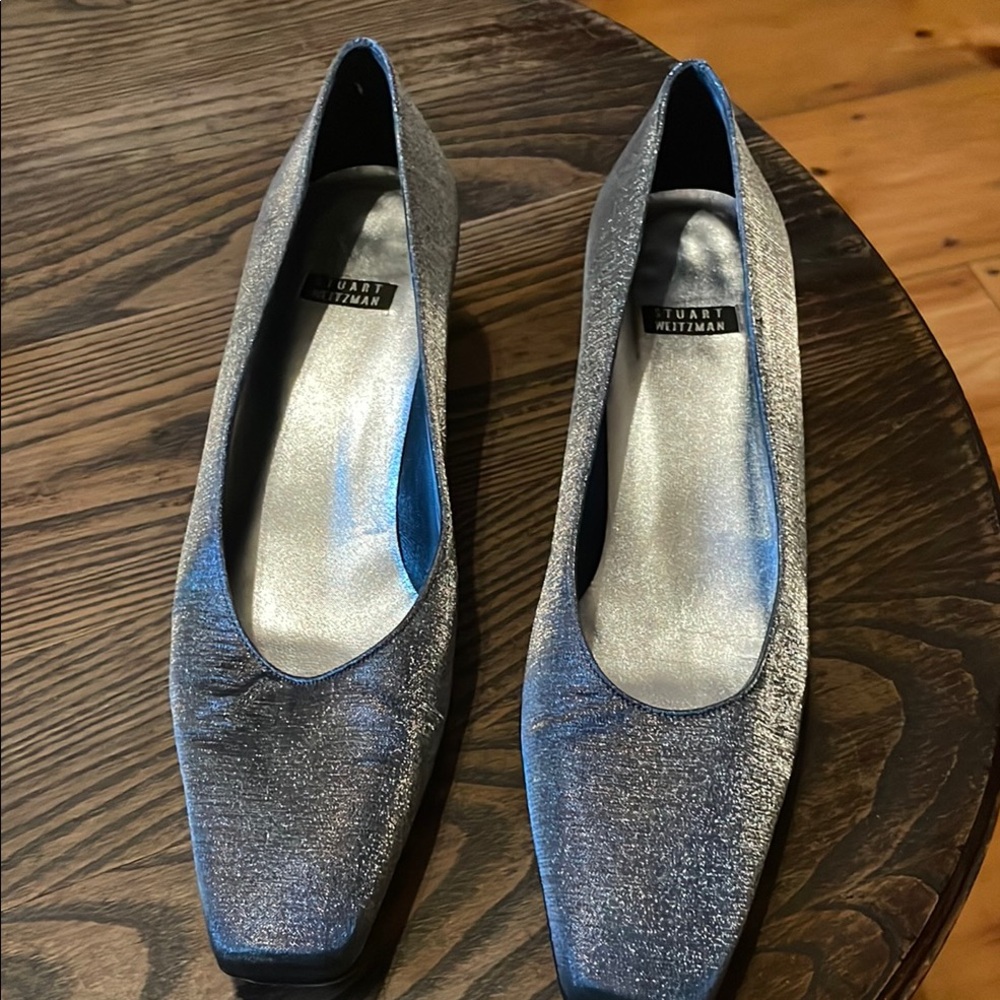 Stuart Weitzman Silver Heels with Sleek Design